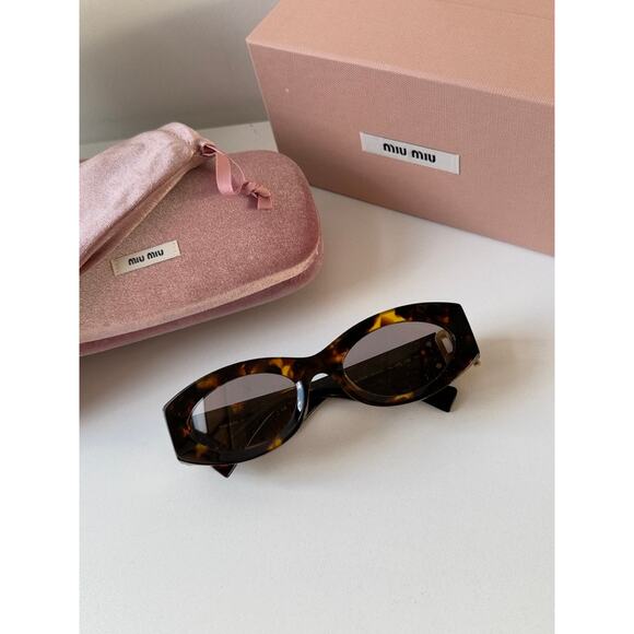 NEW Miu Miu MU11WS Tortoise Brown Oval Thick Rim Sunglasses main image 7